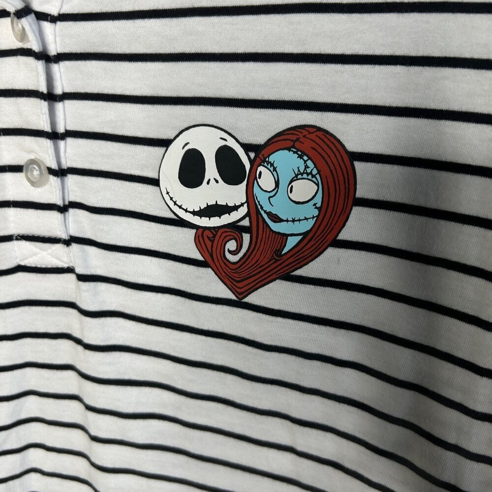 Disney Nightmare Before Christmas Jack and Sally Striped T-shirt Size S - Picture 3 of 5